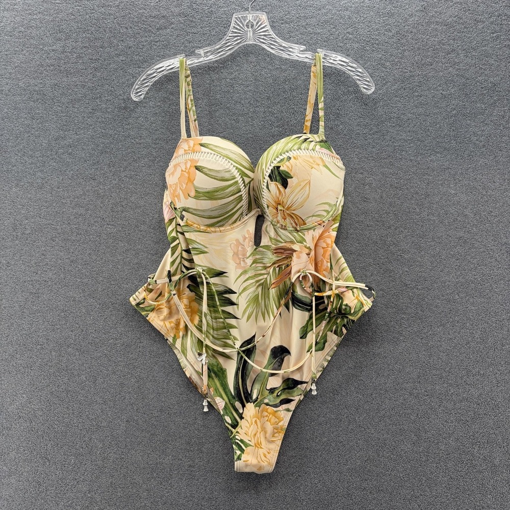 River Island RI Resort Swimsuit Womens 18 Cream Tropical Floral One Piece